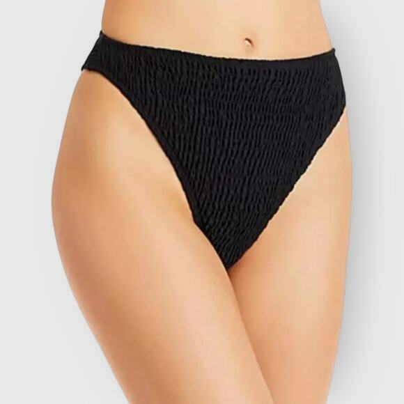 Charlie Holiday Isabella Bikini Bottom | Large | Black High Waisted Crepe - Picture 2 of 6